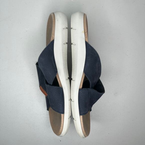 Mephisto Navy Leather Slide Sandals Men Size 10 - Picture 2 of 9